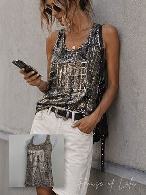 Isabel Marant Metallic Racer Back Tank Top. Rockstar Chic Vibes. Summer Top